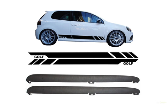 Seitenschweller Mit Seitenaufkleber Aufkleber Vinyl Schwarz Passend Für VW Golf VI Golf 6 (2008-2014) GTI Design KITT