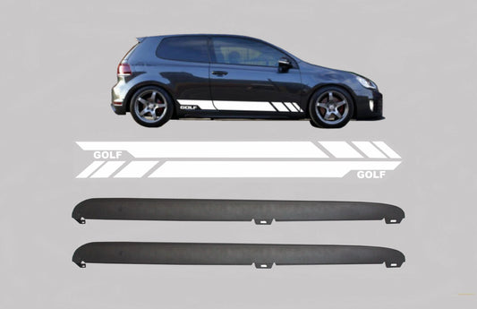 Seitenschweller Mit Seitenaufkleber Aufkleber Vinyl Weiß Passend Für VW Golf VI Golf 6 (2008-2014) GTI Design KITT