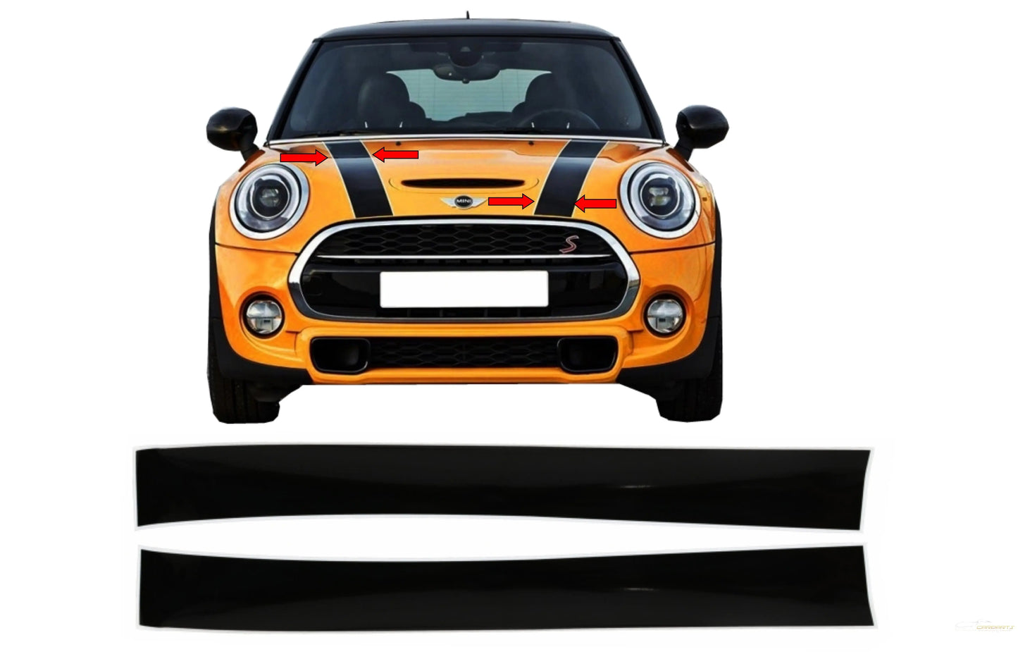 Set Aufkleber Vinyl Weiß Schwarz Motorhaube Oben Passend Für Mini R50 R52 R53 R56 R57 Clubman R55 (2001-2017) Premium Qualität KITT Specials