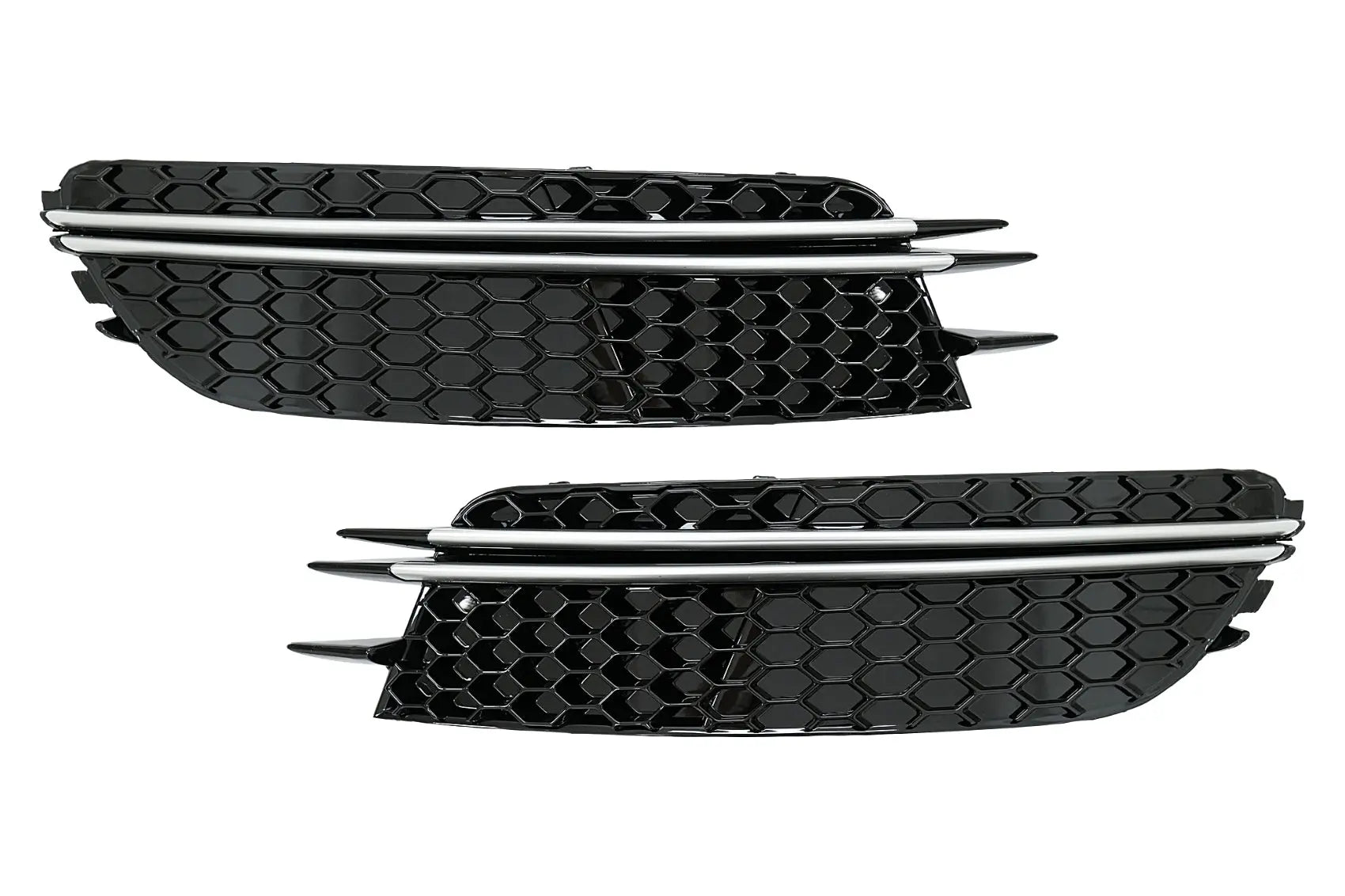 Stoßfänger Seitengitter Passend Für Audi A6 C7 4G (2012-2015) RS Design Schwarz Mit Einsätzen Aus Gebürstetem Aluminium KITT