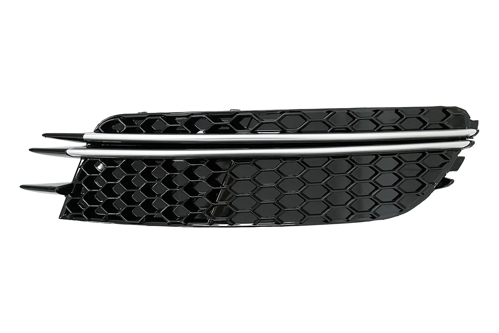 Stoßfänger Seitengitter Passend Für Audi A6 C7 4G (2012-2015) RS Design Schwarz Mit Einsätzen Aus Gebürstetem Aluminium KITT