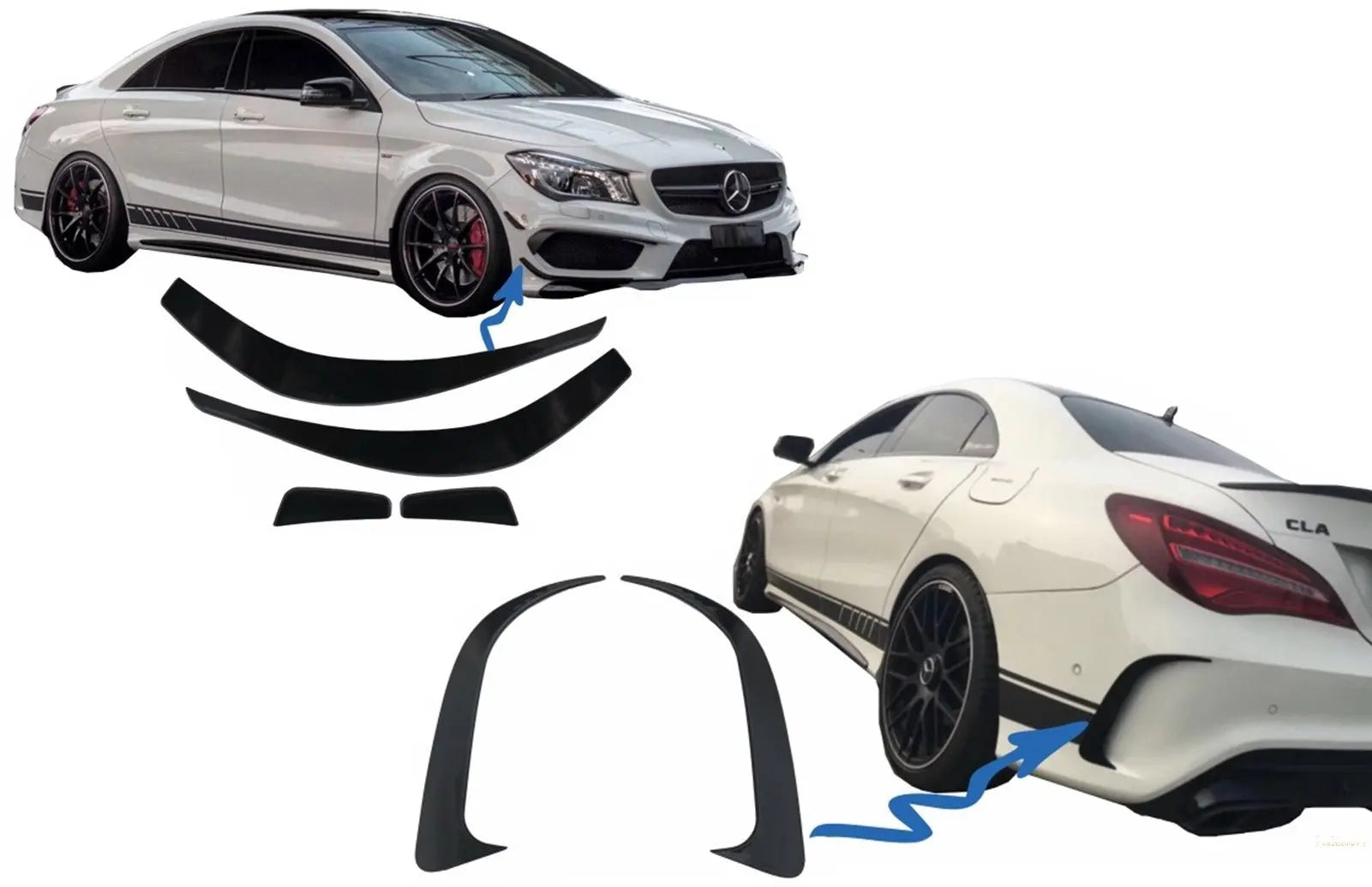 Stoßfänger-Splitter-Finnen Aero-Seitenschlitz-Canards Passend Für Mercedes CLA W117 C117 X117 (2013-2016) CLA45-Design KITT