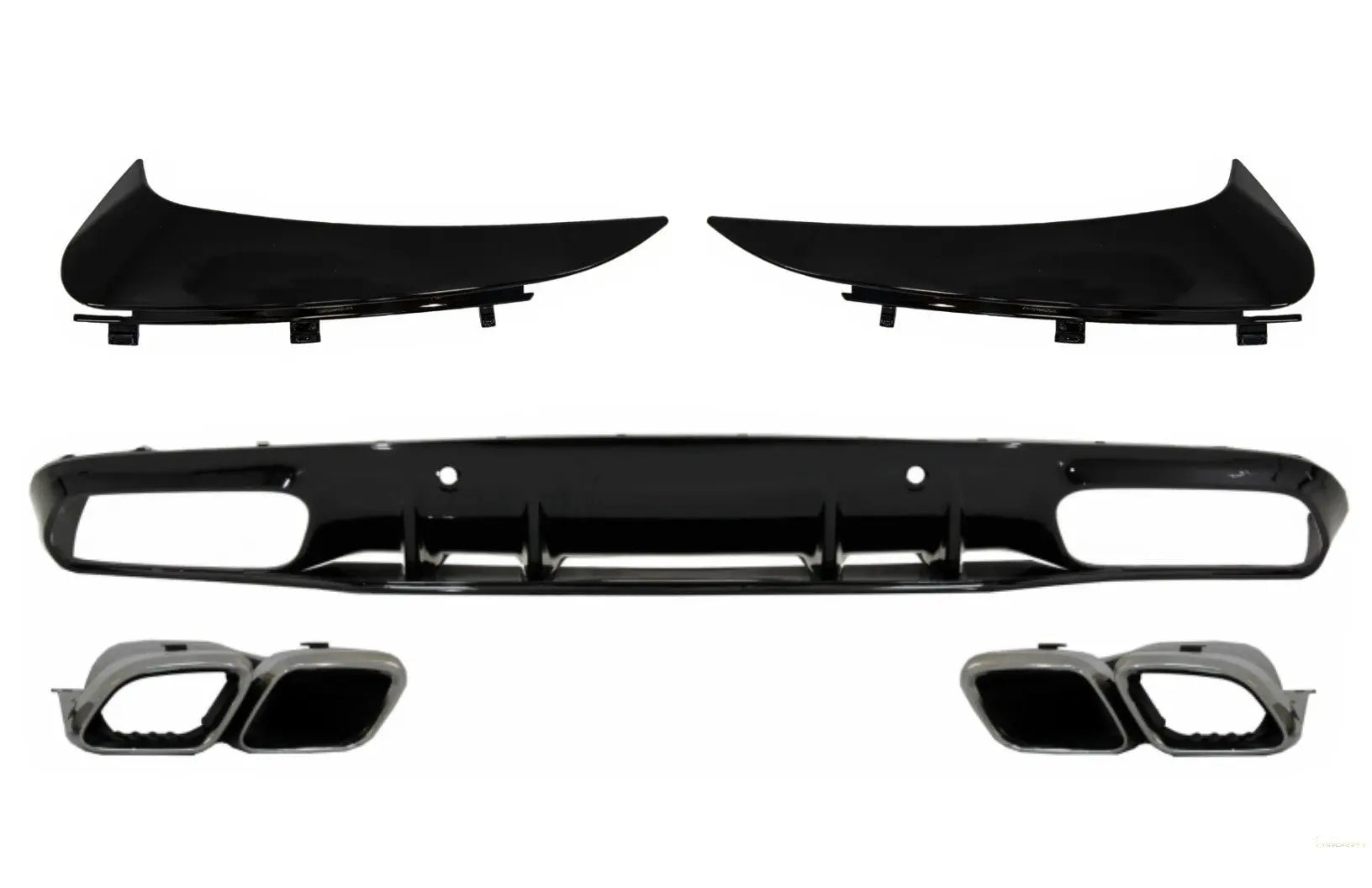 Stoßfängerschürzendiffusor Mit Hinteren Stoßfängerklappen Passend Für Mercedes C-Klasse C205 A205 Coupé Cabriolet (2014-2019) Facelift C63s Design KITT