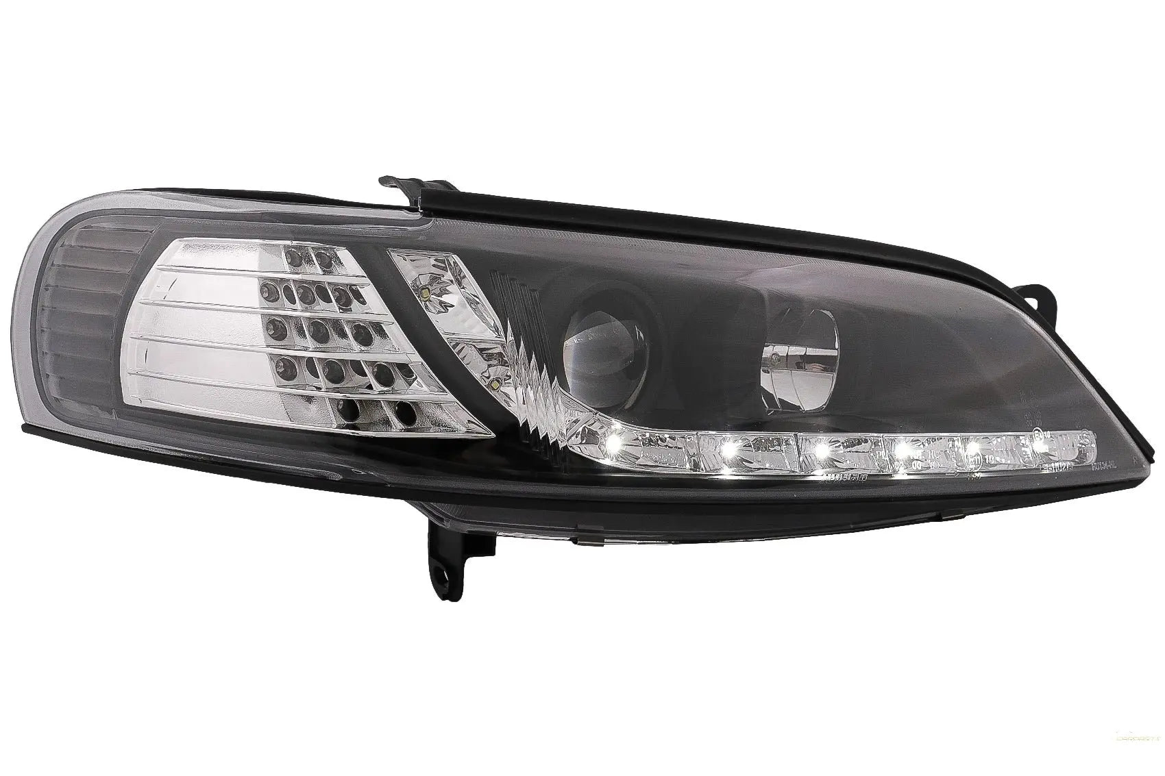 Tageslicht-LED-Scheinwerfer Passend Für Opel Vectra B (11.1996-12.1998) LHD Schwarz KITT Lightning