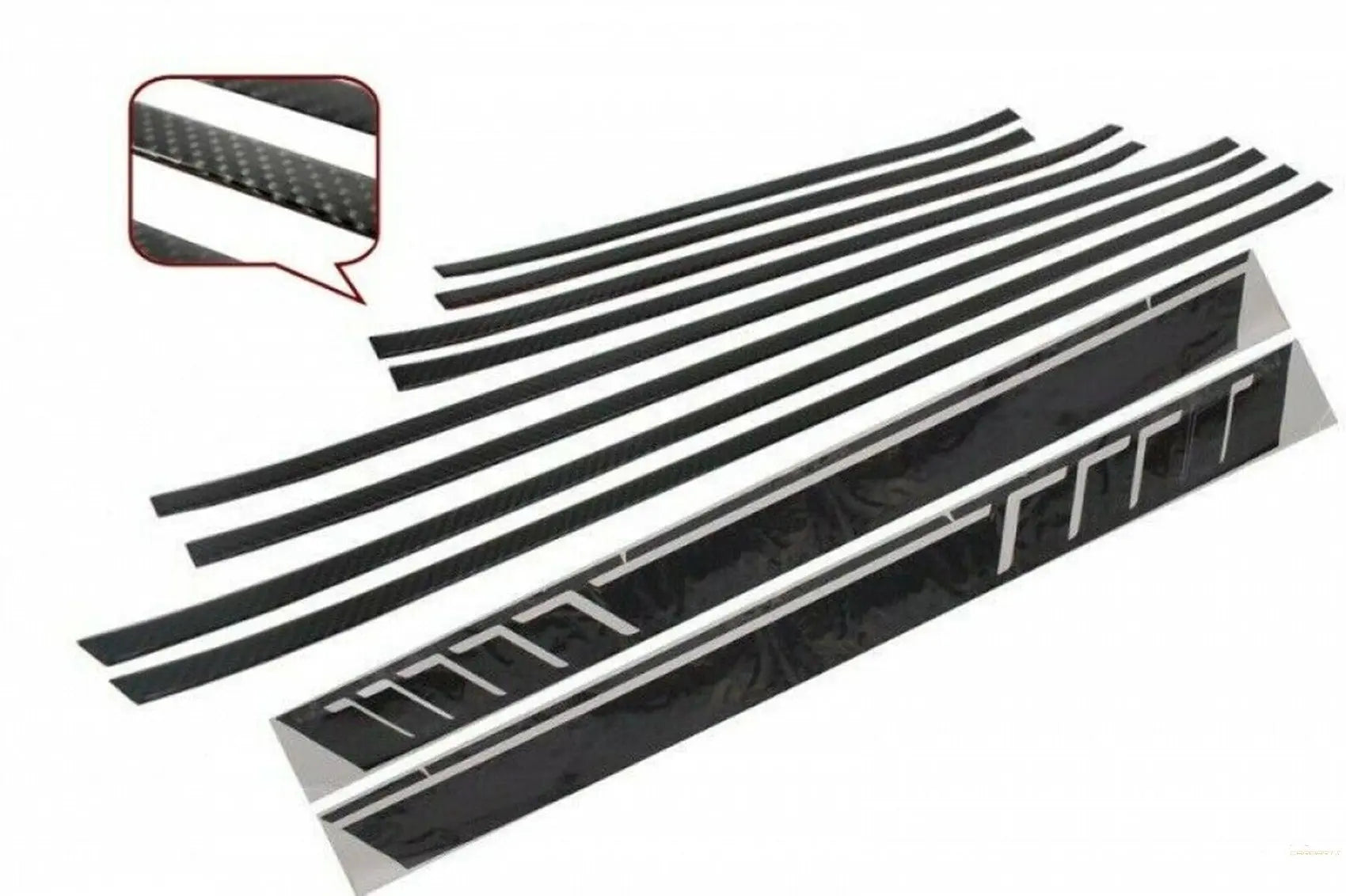 Türzierleisten Carbon Mit Seitendekor Aufkleber Vinyl Schwarz Matt Passend Für Mercedes G-Klasse W463 (1989-2018) KITT