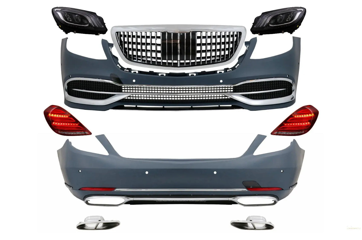 Umbau-Bodykit Passend Für Mercedes S-Klasse W222 Facelift (2013-2017) Mit Scheinwerfern Und Rückleuchten Voll-LED KITT