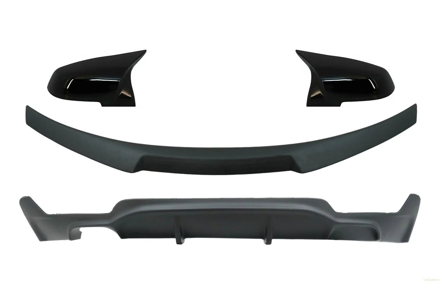 Umrüstpaket Auf M Performance Design Luftdiffusor Mit Heckspoiler Und Spiegelkappen Passend Für BMW 4er Coupé F32 (2013) Mattschwarz KITT