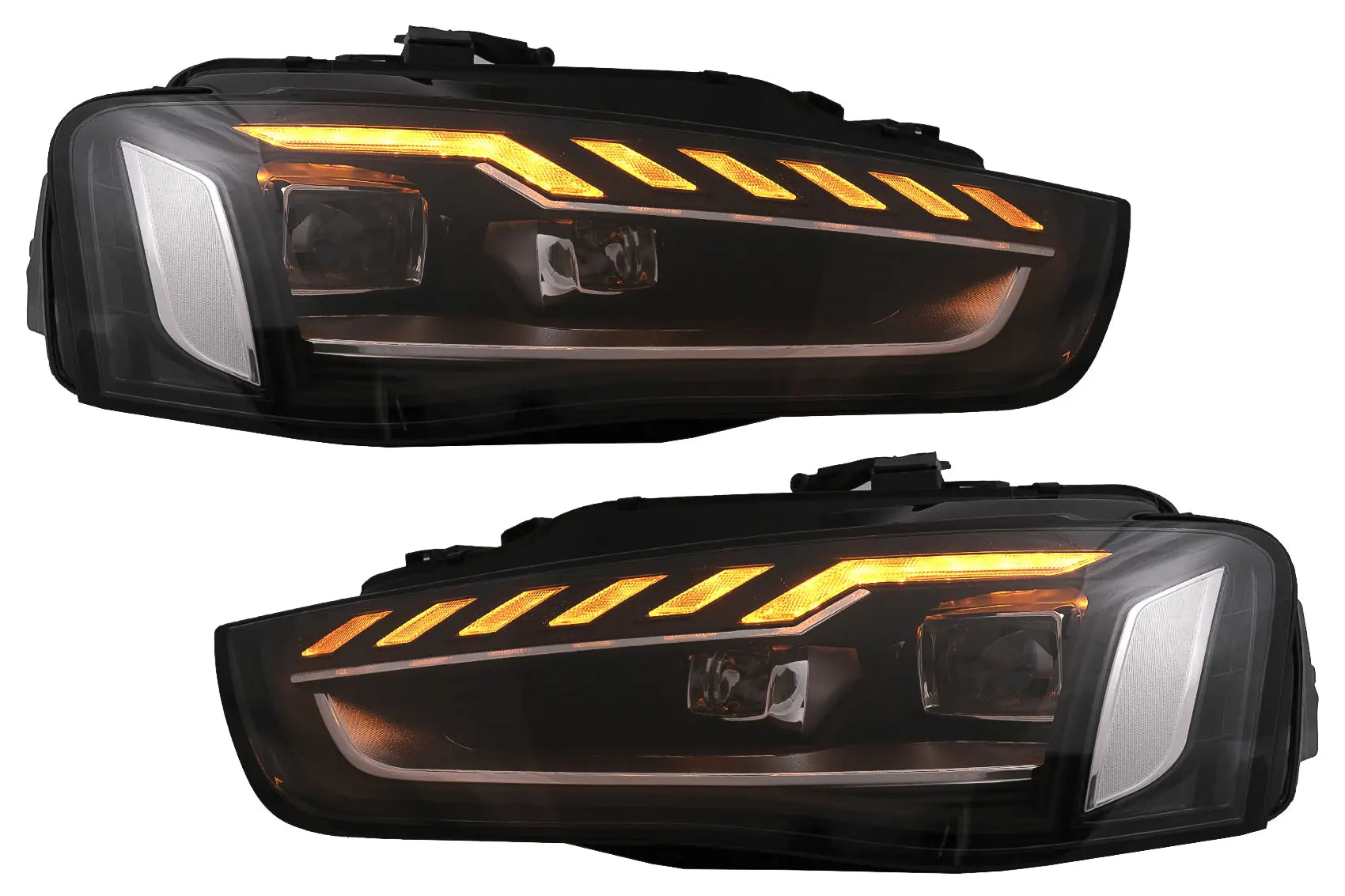 Voll-LED-Scheinwerfer Passend Für Audi A4 B8.5 Facelift (2012-2015) Dynamisches Sequentielles Blinklicht Schwarz A4 B9.5 Design KITT