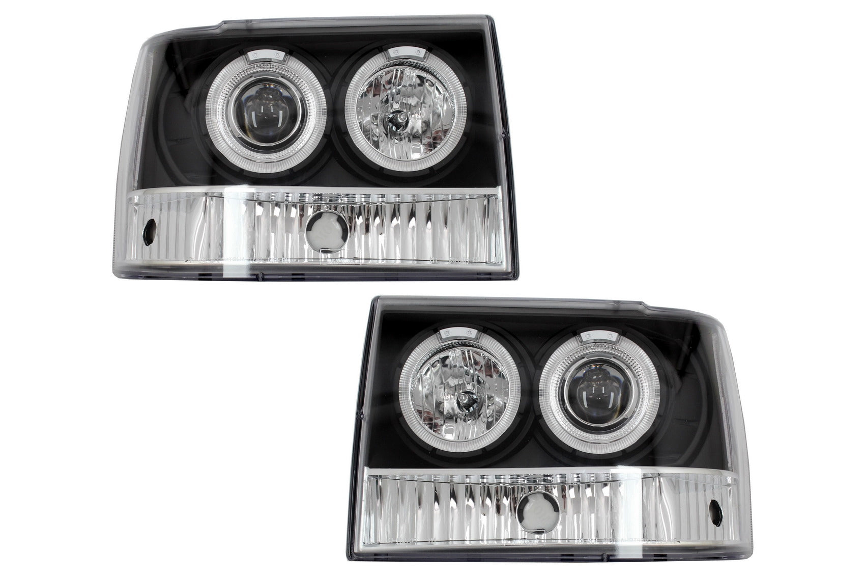 Scheinwerfer für Jeep Grand Cherokee I ZJ 93-98 Angel Eyes Schwarz- CarPartsTuning