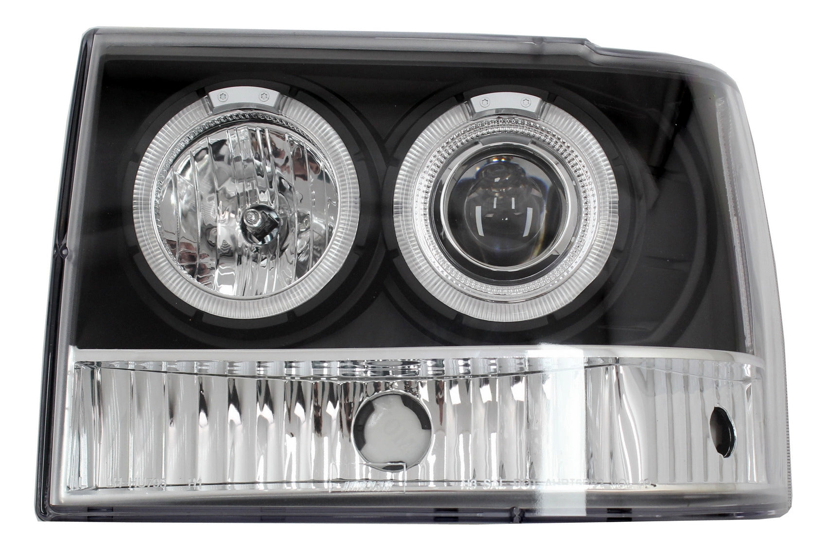 Scheinwerfer für Jeep Grand Cherokee I ZJ 93-98 Angel Eyes Schwarz- CarPartsTuning