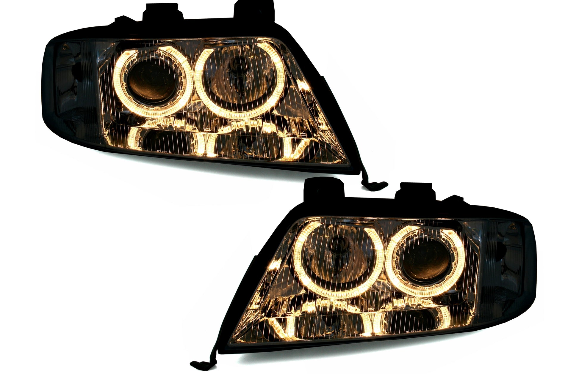 Scheinwerfer für AUDI A6 4B 05.1997-09.1999 Headlights 2 Angel Eyes Schwarz- CarPartsTuning