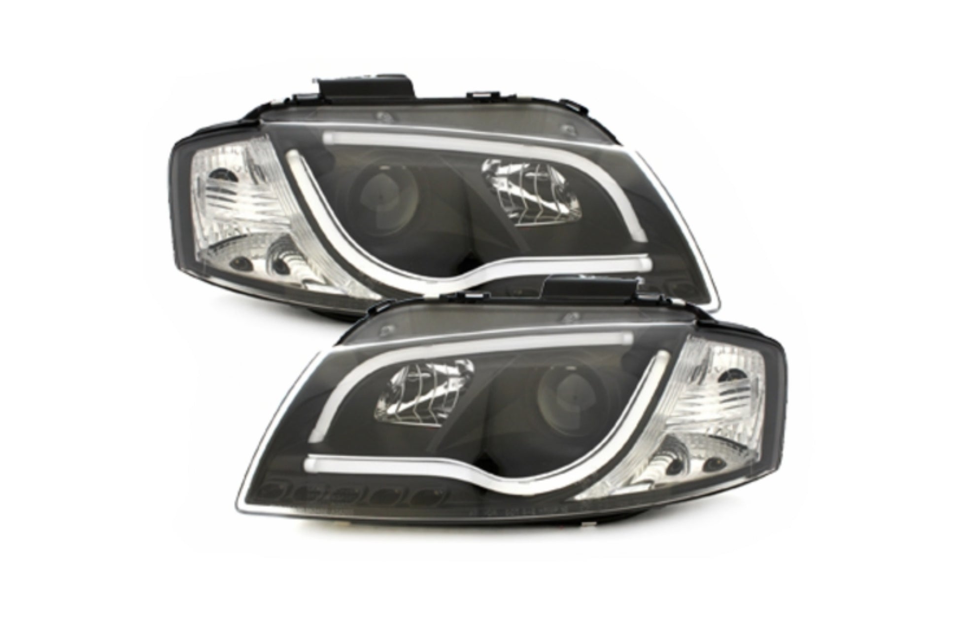Evo LED Scheinwerfer für AUDI A3 8P 05.2003.03.2008 Tagfahrlicht Tube Schwarz CarPartsTuning