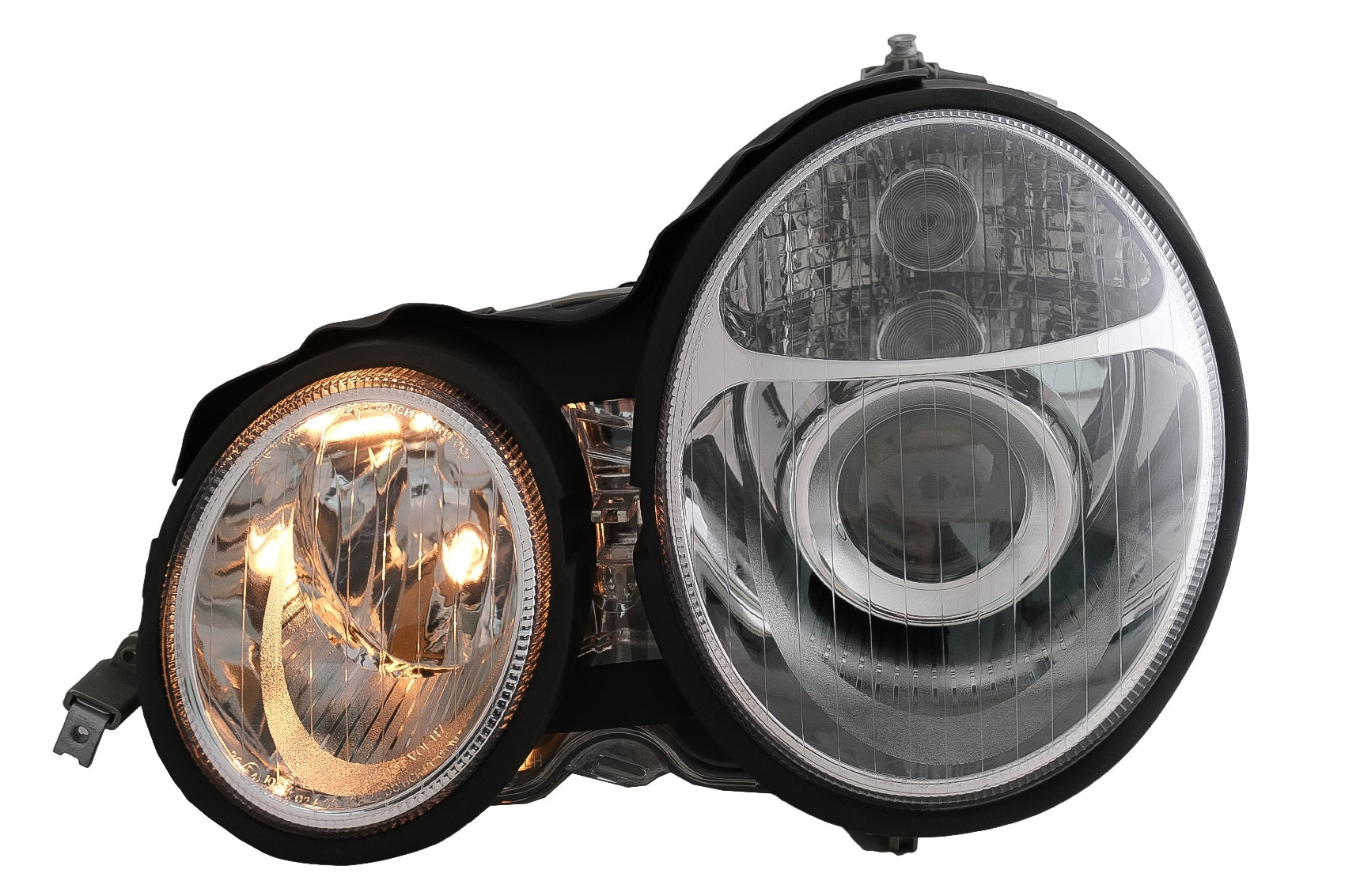 Scheinwerfer für Mercedes E Klasse W210 1995-1998 HID Look Linse Chrom CarPartsTuning