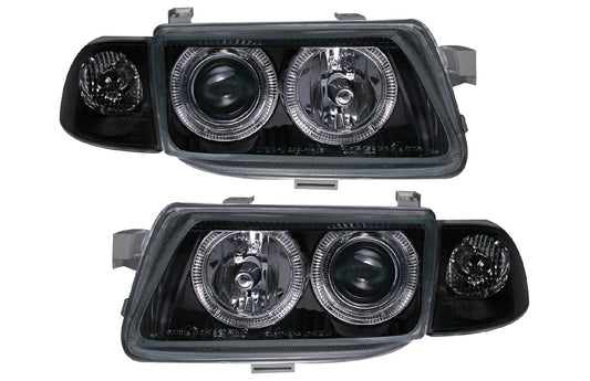 Scheinwerfer Angel Eyes für Opel Astra F 10.1991-02.1998 Schwarz CarPartsTuning
