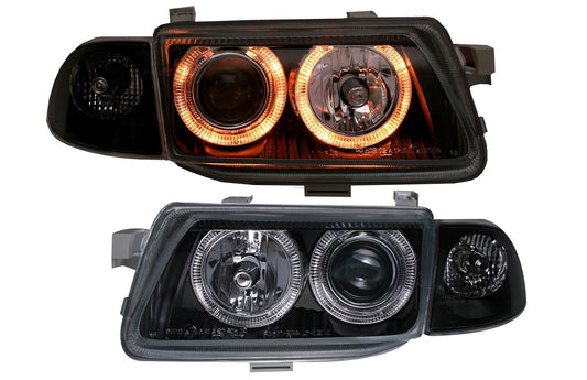 Scheinwerfer Angel Eyes für Opel Astra F 10.1991-02.1998 Schwarz CarPartsTuning