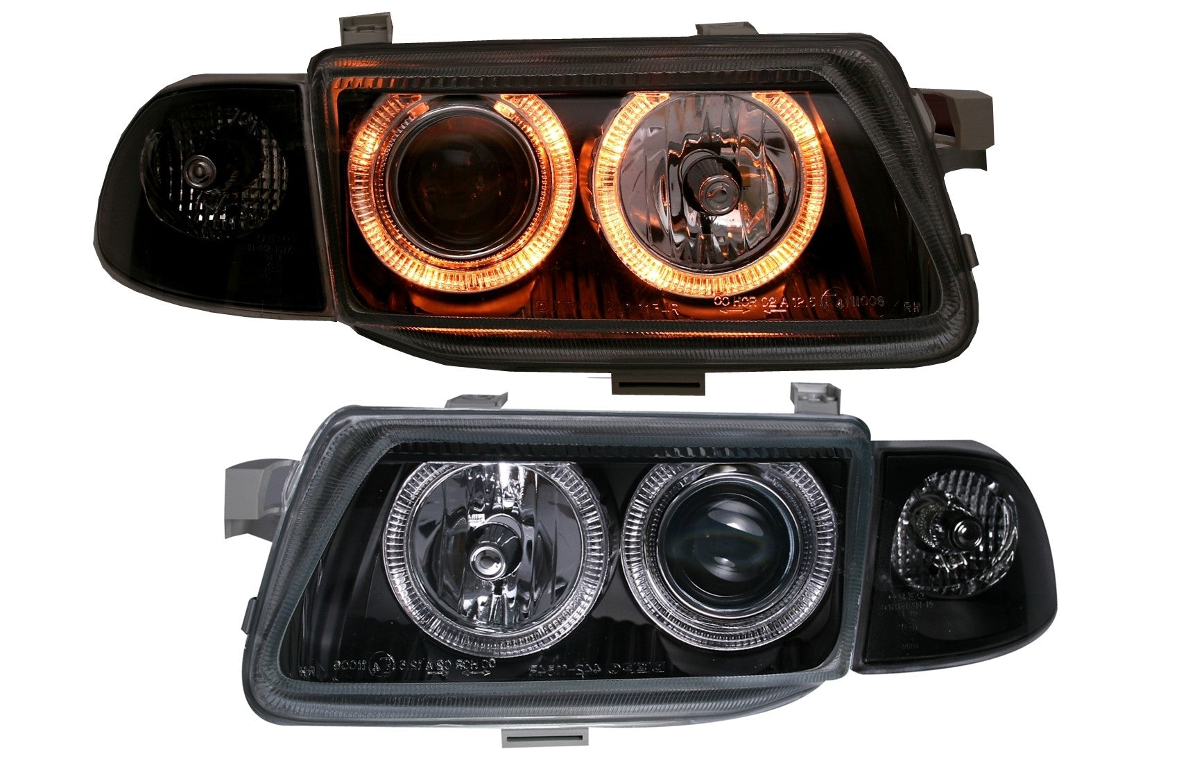 Scheinwerfer Angel Eyes für Opel Astra F 10.1991-02.1998 Schwarz CarPartsTuning