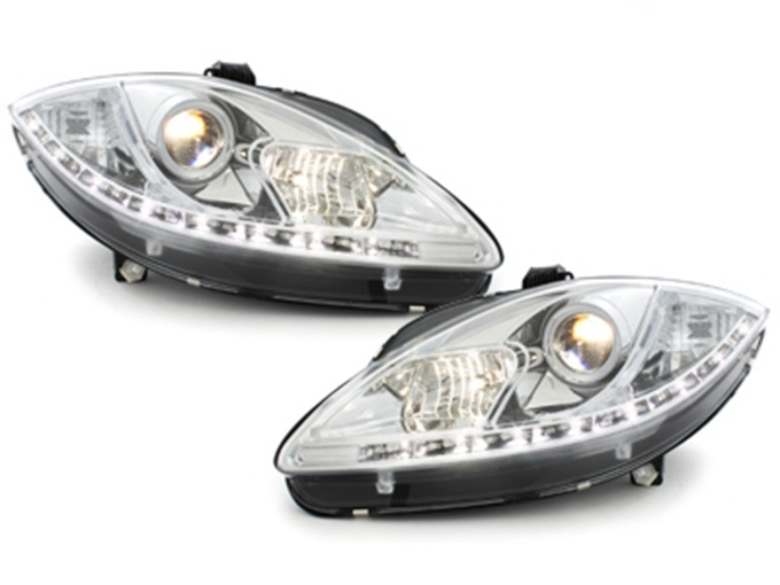 Scheinwerfer für SEAT Leon 1P1 2005-2009 LED DRL Tagfahrlicht Optik Chrom- CarPartsTuning