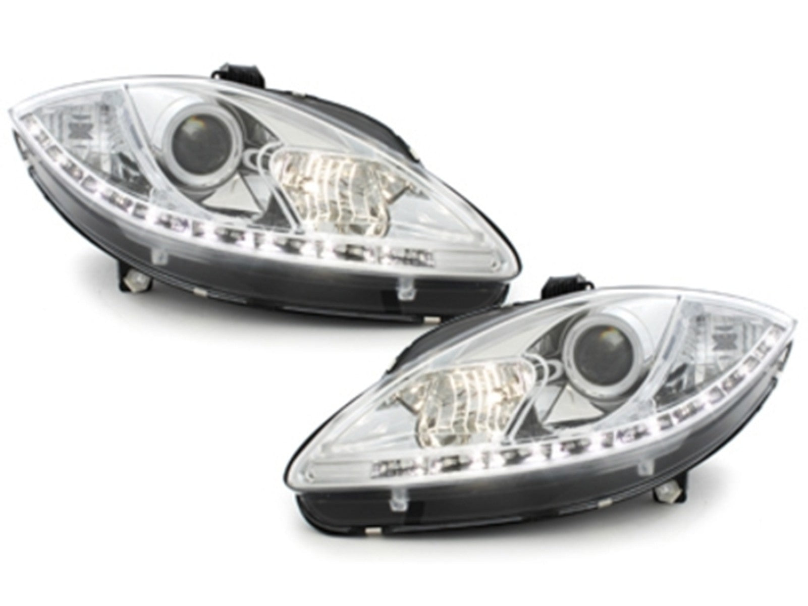 Scheinwerfer für SEAT Leon 1P1 2005-2009 LED DRL Tagfahrlicht Optik Chrom- CarPartsTuning