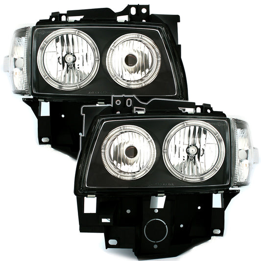 Scheinwerfer für VW T4 1997-08.2003 Headlamp 2 Halo Rims Schwarz- CarPartsTuning