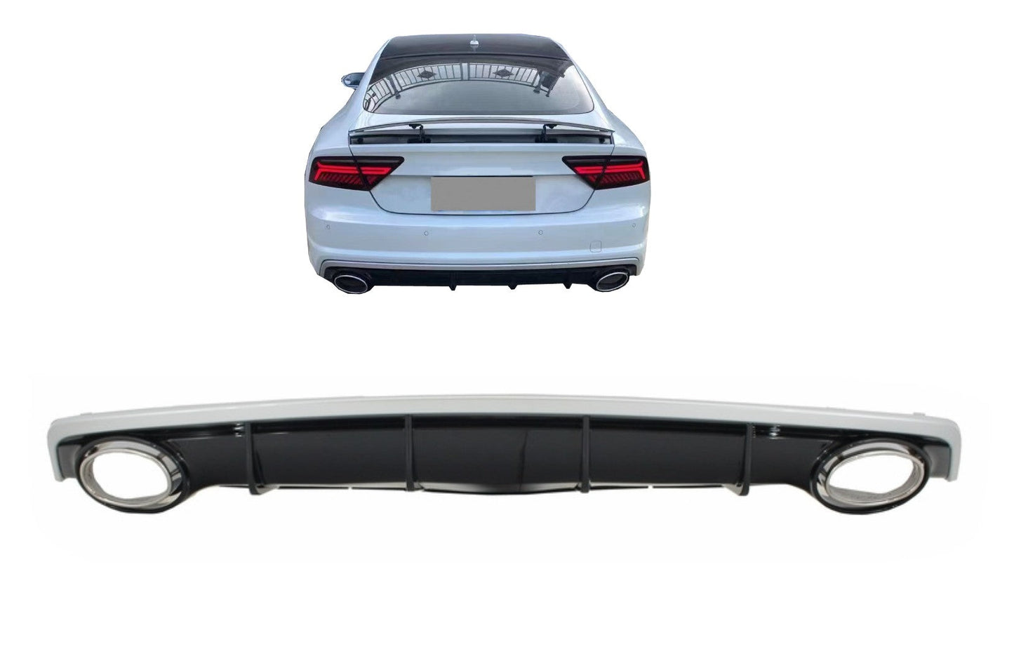 Luftdiffusor Auspuff Tipps für Audi A7 4G MOPF 15-18 RS7 Look nur Standard Stoßstange SE Carpartstuning Austria