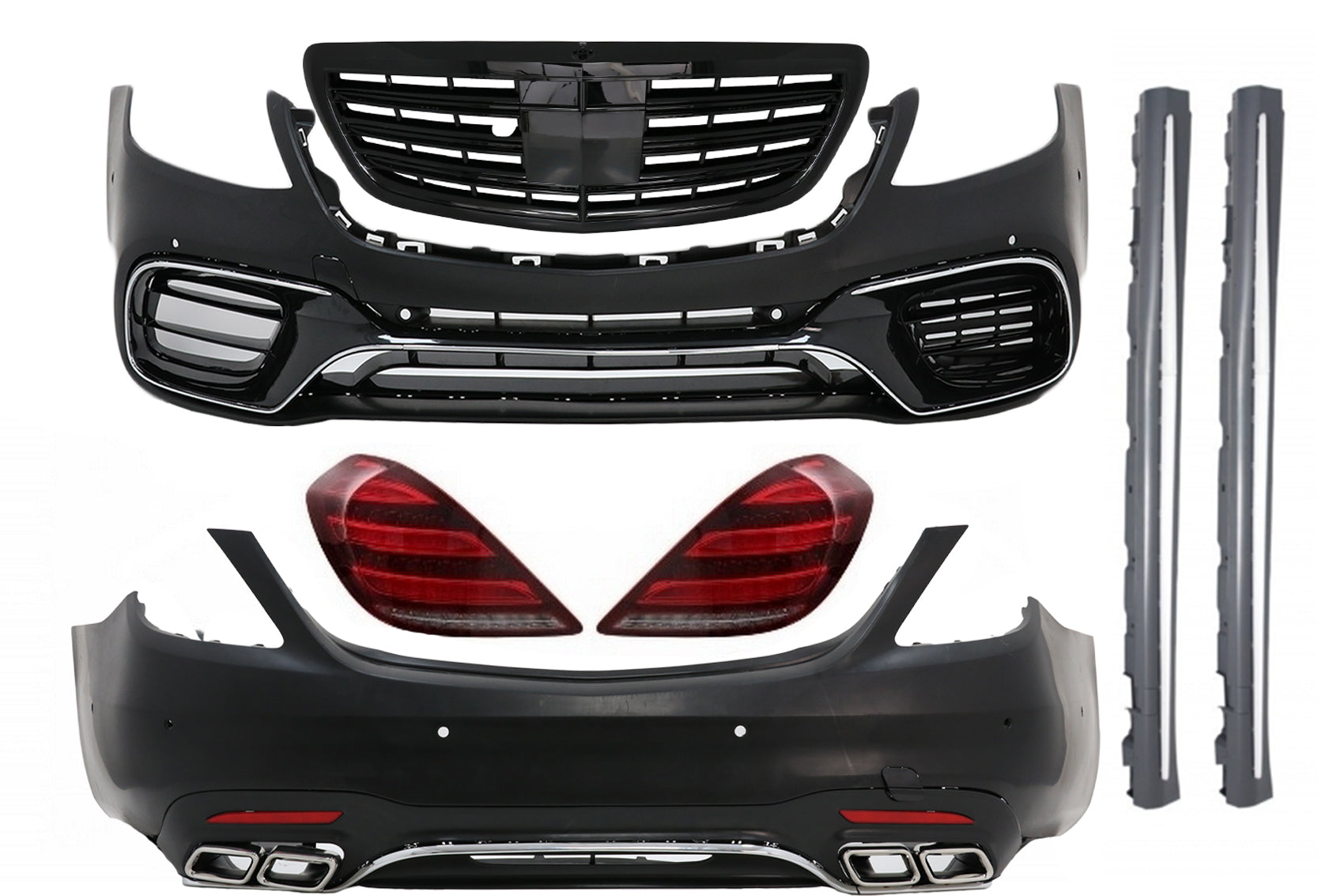 BodyKit Für Mercedes W222 S Klasse 13-17 MOPF Look Stoßstange Rücklicht Dynamik Carpartstuning Austria