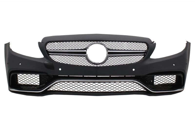 Stoßstange für Mercedes C C205 A205 14-19 C63S Design Silberne Spitzen Diffusor