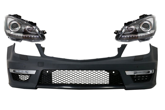 Stoßstange & LED DRL Scheinwerfer für Mercedes C W204 12-14 C63 Facelift Bi-Xenon-Look Carpartstuning Austria