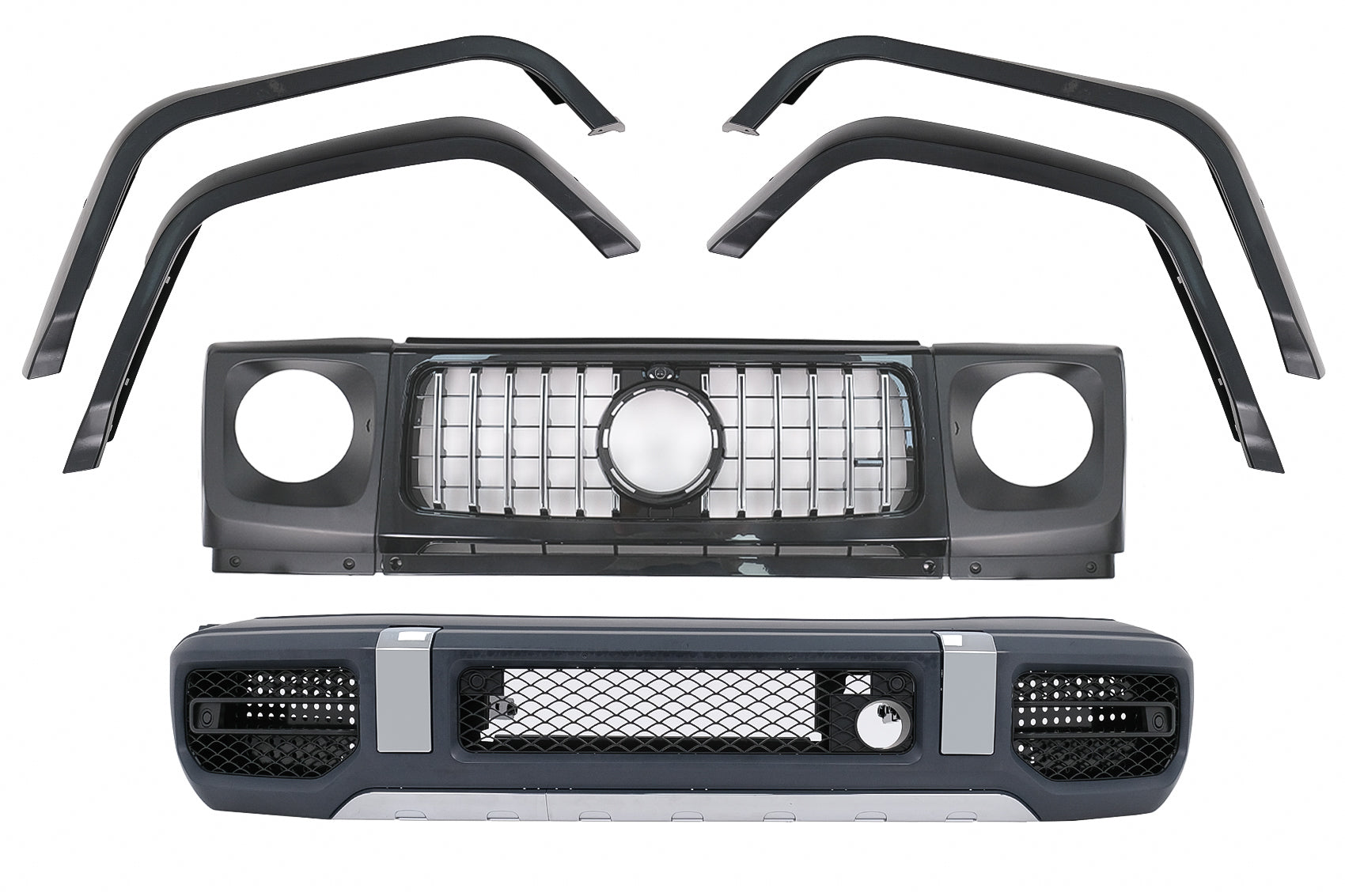 Umstellung auf 2018 Komplette Frontstoßstange für Mercedes G W463 2008-2017 G63 Look Carpartstuning Austria