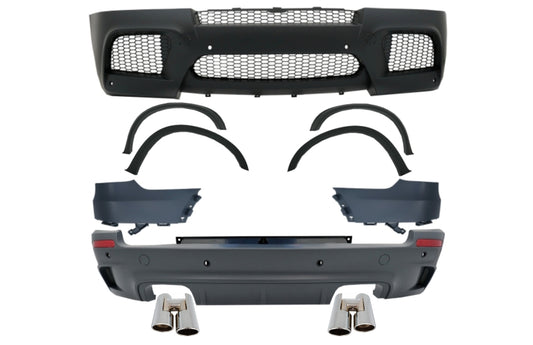 Komplett Kit für BMW X5 E70 2007-2013 X5M Look Auspuff Schalldämpfer Tipps Chrom Carpartstuning Austria