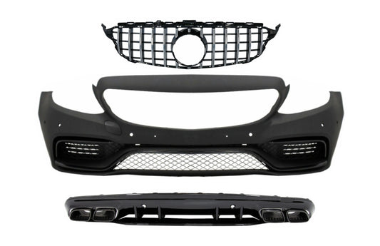 Stoßstange für Mercedes C W205 S205 14–18 C63 Look Diffusor Grill ohne Kamera Carpartstuning Austria