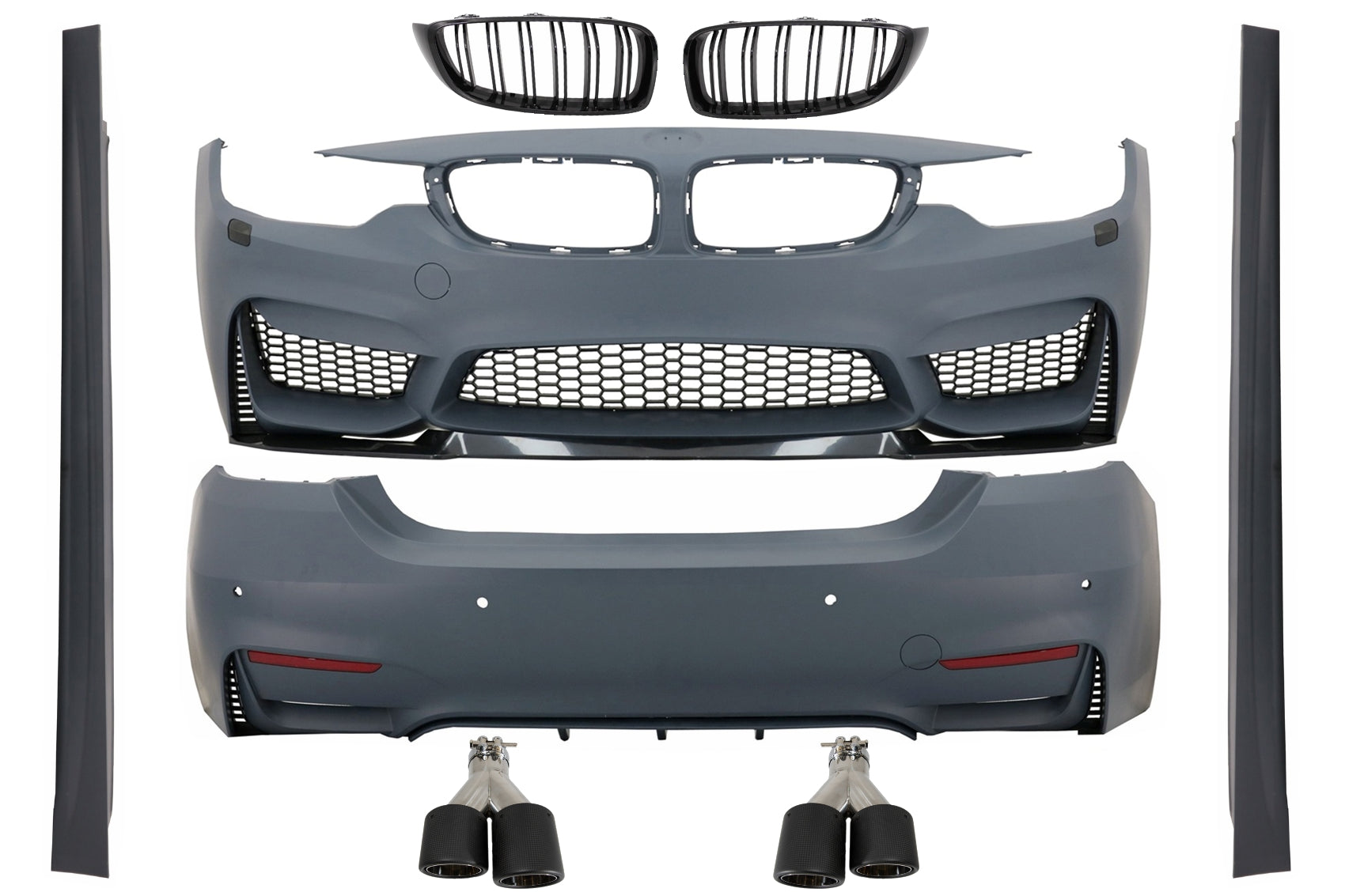 Bodykit für BMW 4 F36 Gran Coupé 13-03.19 M4 Look Gitter Auspuff Tipps Kohlenstoff Carpartstuning Austria