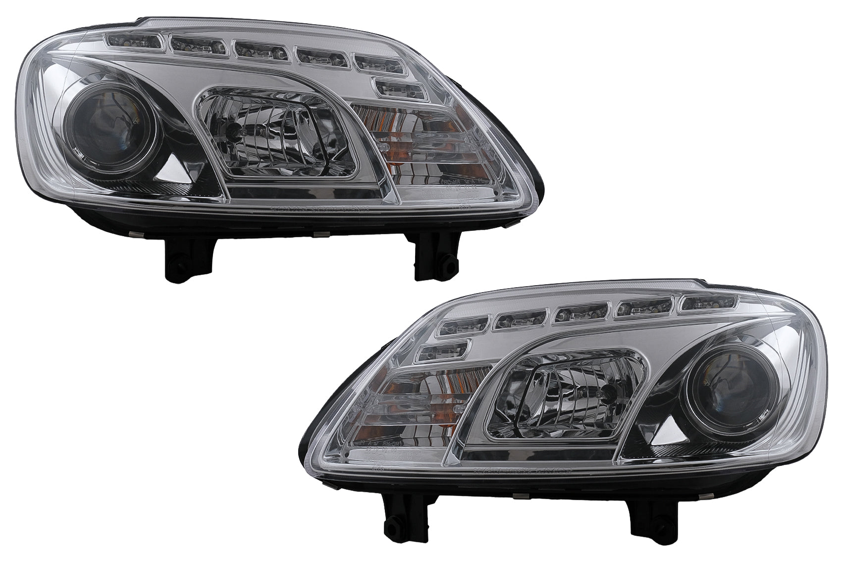 LED DRL Scheinwerfer für VW Touran 1T Caddy 03–06 Chrom Tagfahrlicht Carpartstuning Austria