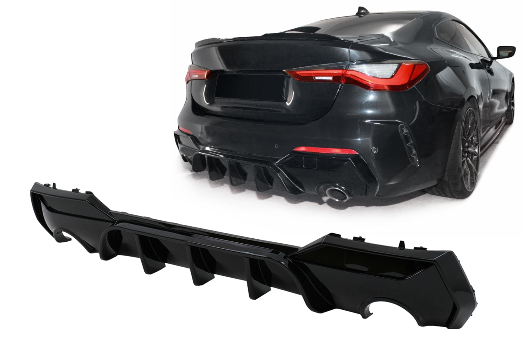 Stoßfänger Diffusor Luftverteiler für BMW 4er G22 G23 M Sport 2020+ Glänzend Schwarz Carpartstuning Austria