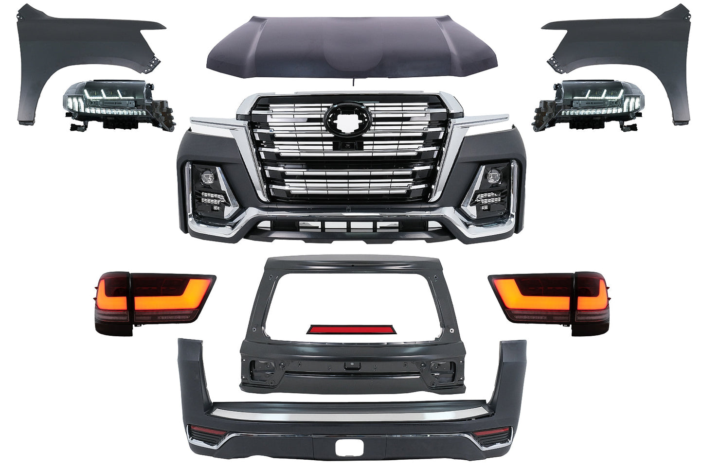 Facelift-Kit für TOYOTA Land Cruiser FJ200 Nachrüstung 08-15 bis LC300 2021 Design Carpartstuning Austria