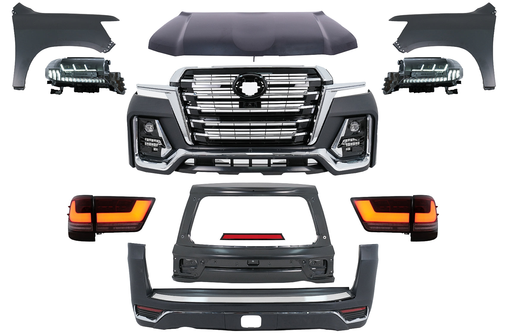 Facelift-Kit für TOYOTA Land Cruiser FJ200 Nachrüstung 08-15 bis LC300 2021 Design Carpartstuning Austria
