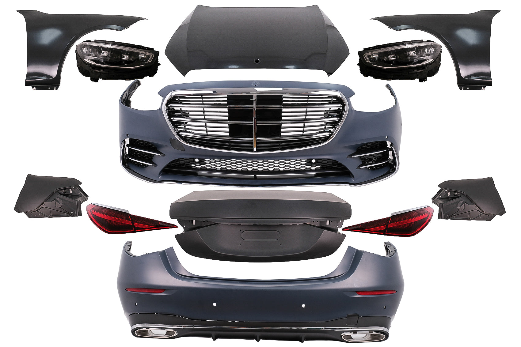 Bodykit für Mercedes S-Klasse W221 05-13 Umbau auf W223 S450 Design Stoßstange Carpartstuning Austria