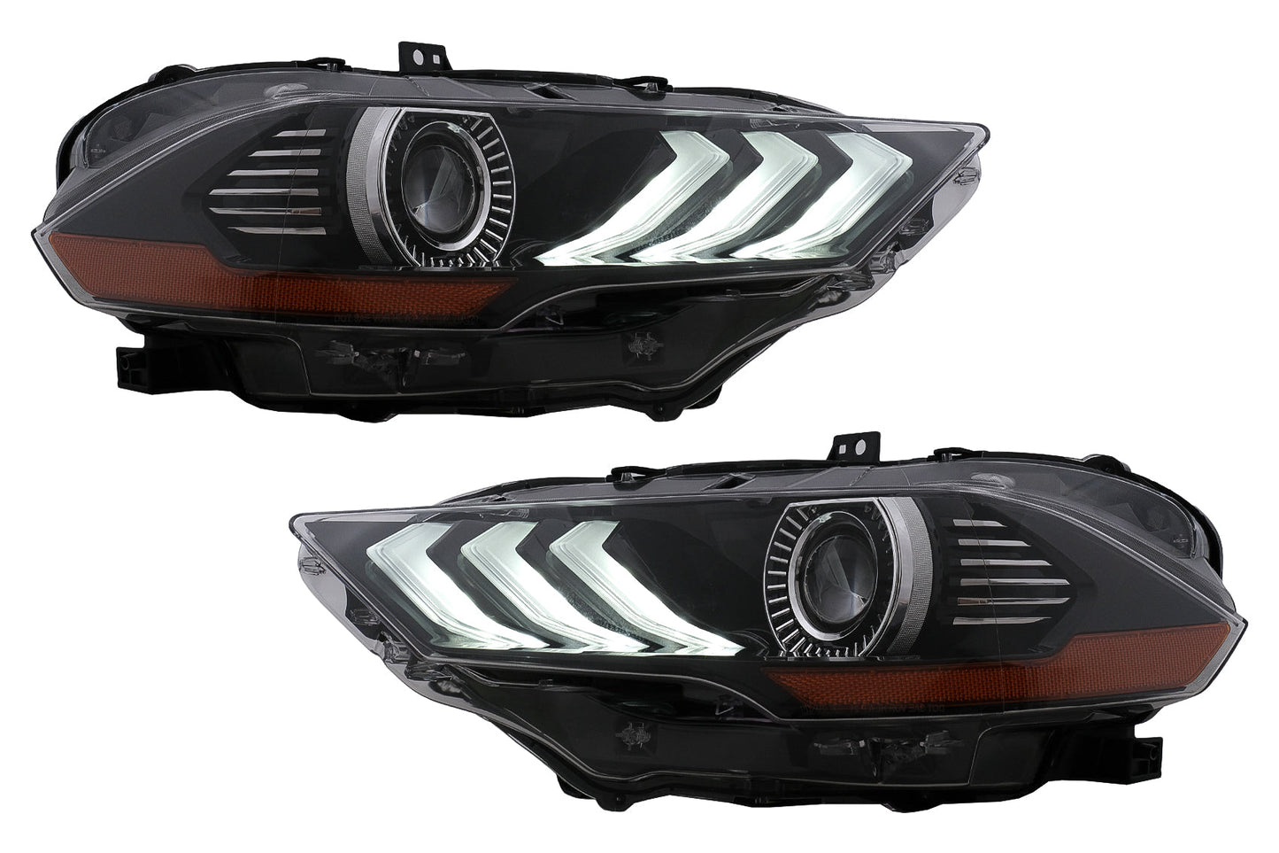 RGB DRL LED Scheinwerfer für Ford Mustang VI Facelift 2018-2022 Schwarz Dynamic Blinker Carpartstuning Austria