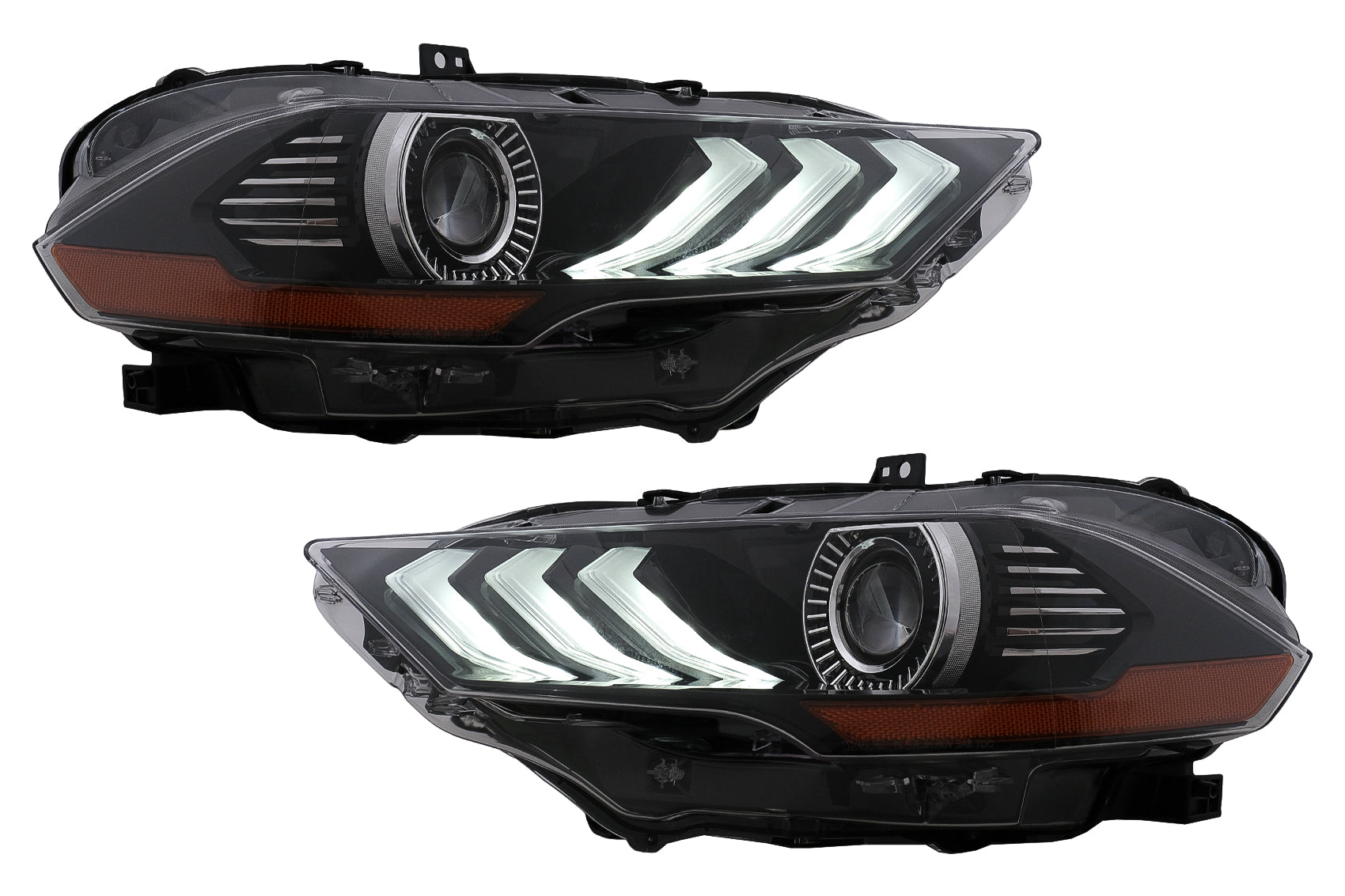 RGB DRL LED Scheinwerfer für Ford Mustang VI Facelift 2018-2022 Schwarz Dynamic Blinker Carpartstuning Austria