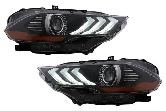 RGB DRL LED Scheinwerfer für Ford Mustang VI Facelift 2018-2022 Schwarz Dynamic Blinker Carpartstuning Austria