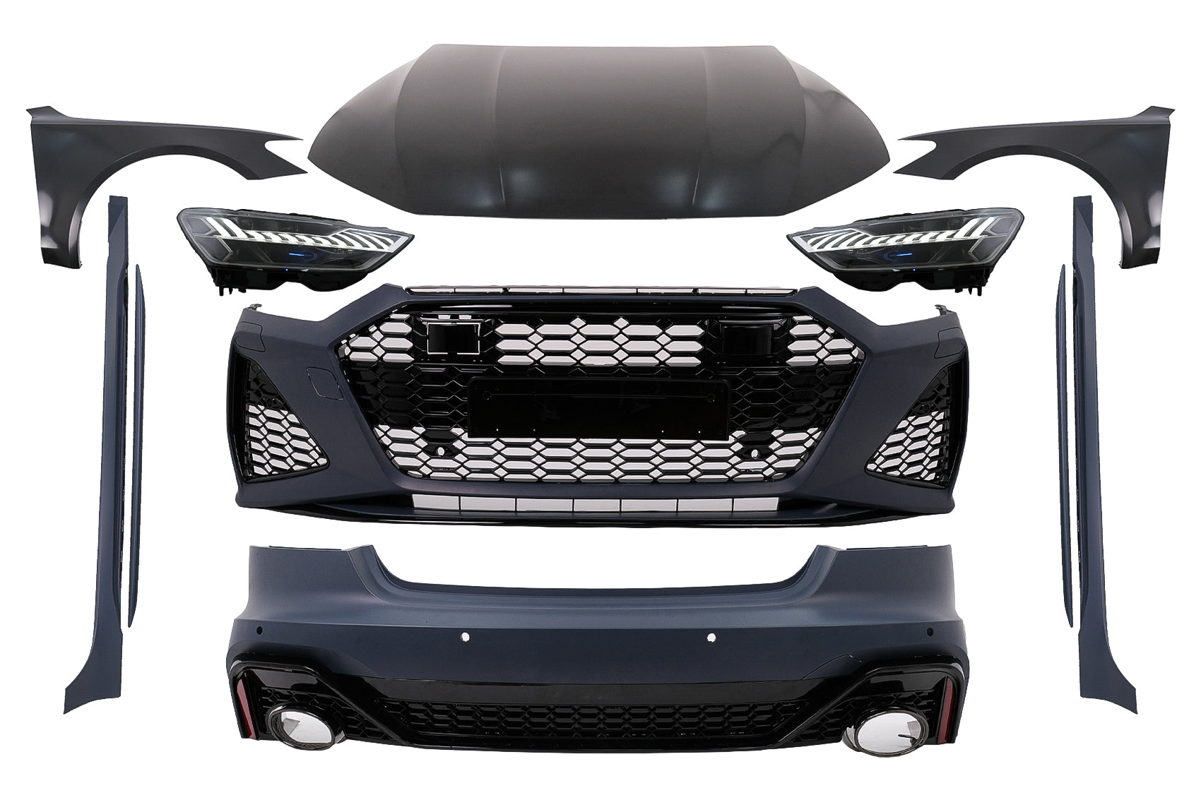 Wide Bodykit für Audi A7 4G MOPF 15-17 Stoßstange Kotflügel Motorhaube Scheinwerfer LED Carpartstuning Austria