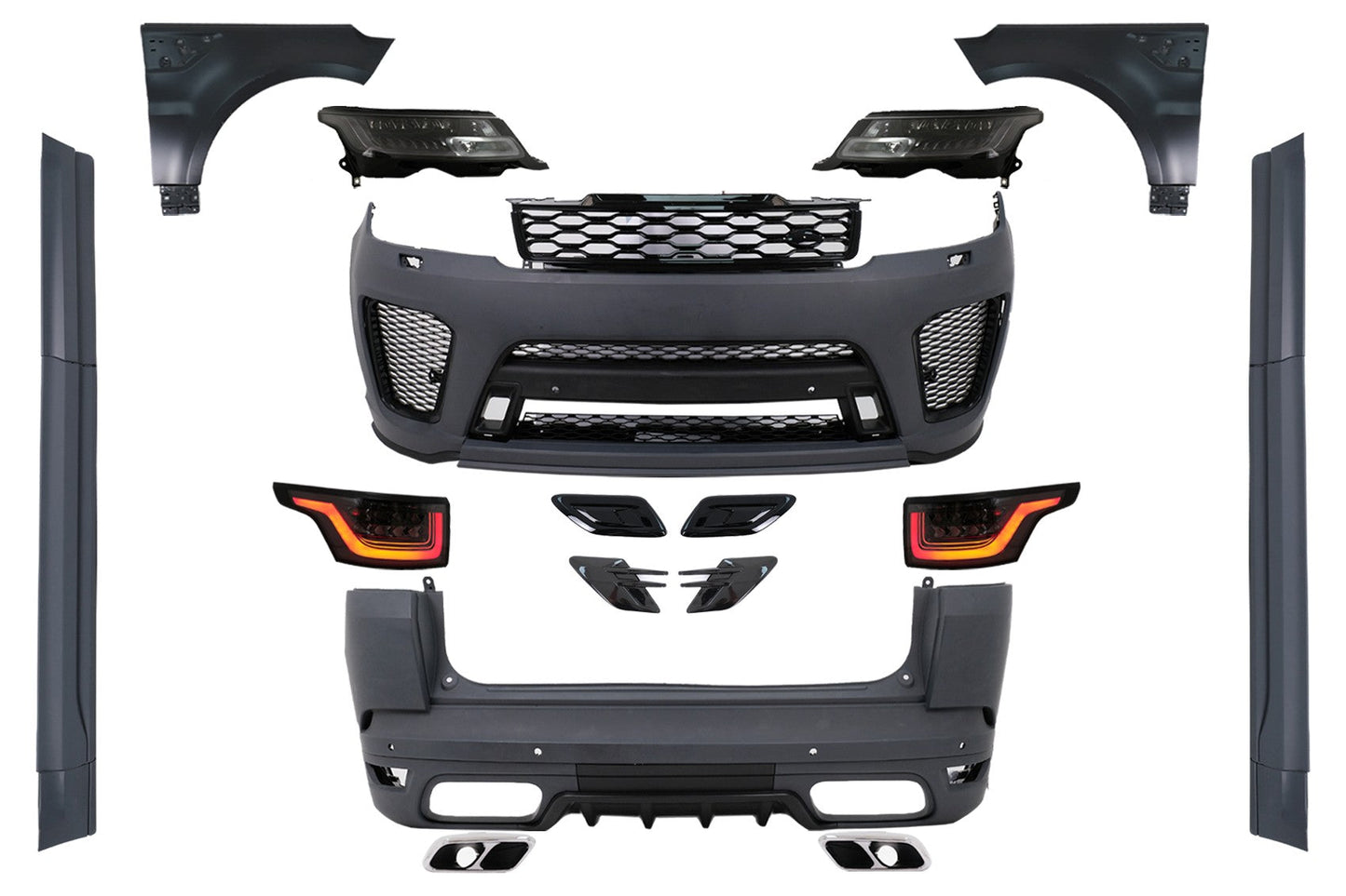 Bodykit für Range Rover Sport L494 2013-2017 Umstellung 2019 Optik Stoßfänge Kotflügel Carpartstuning Austria
