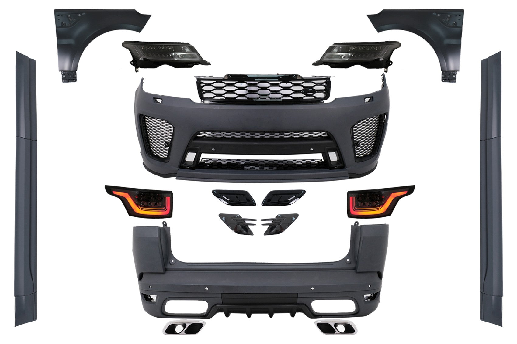 Bodykit für Range Rover Sport L494 2013-2017 Umstellung 2019 Optik Stoßfänge Kotflügel Carpartstuning Austria