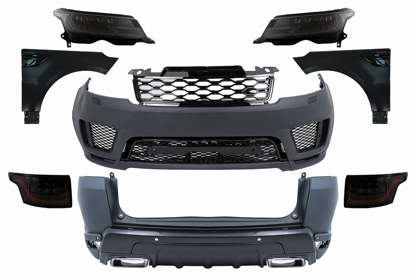 Bodykit für Range Rover Sport L494 13-17 Stoßfänger-Kotflügel-Umbau auf 2019er-Look Carpartstuning Austria