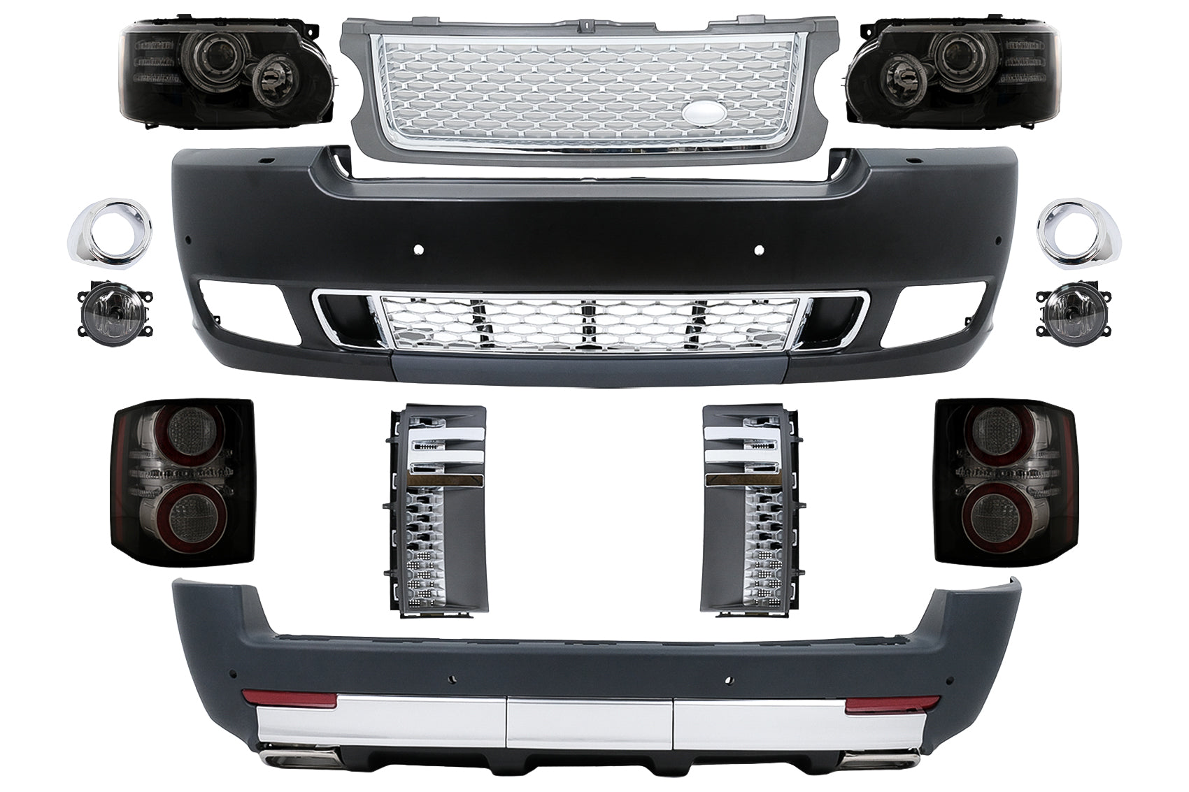 Kit für Rover Vogue L322 02-12 Schwarz Silber Gitter Auflage Autobiography Look Carpartstuning Austria