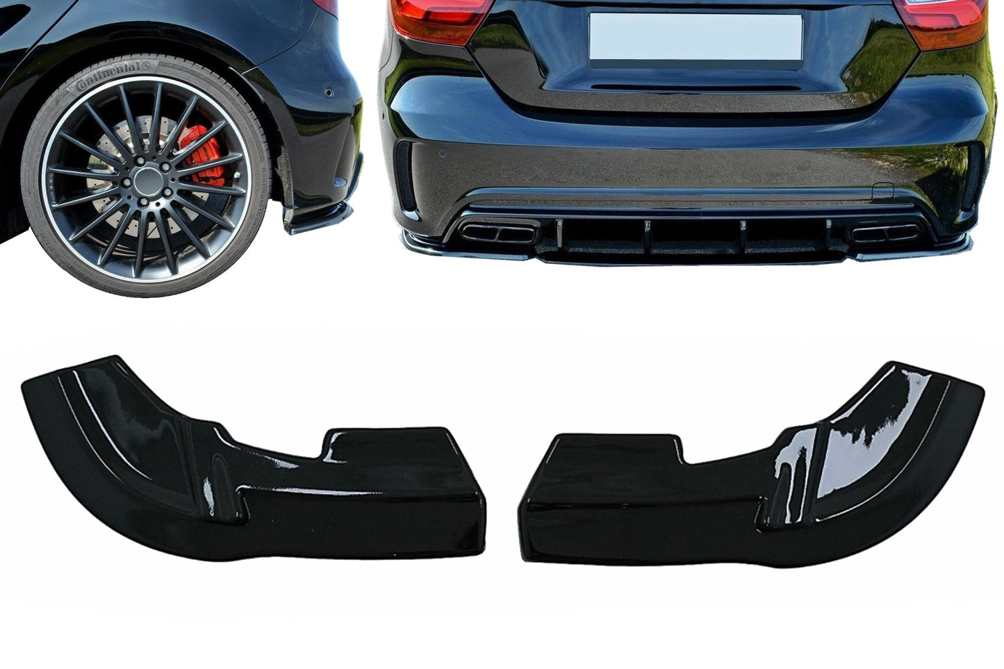 Stoßstange Seitenteiler Flossen für Mercedes A Klasse W176 Sport Line A45 2012-2018 Glänzend schwarz Carpartstuning Austria