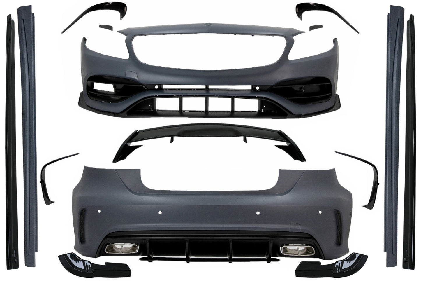 Body Kit für Mercedes A W176 12-18 A45 Look Spoiler Splitter Lamellen Aero Carpartstuning Austria