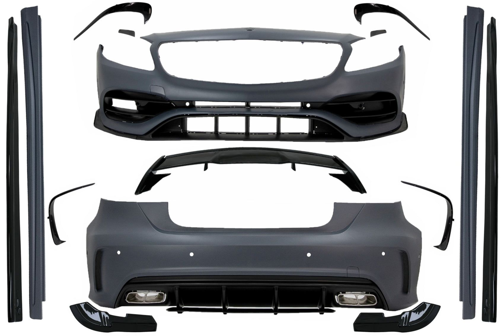 Body Kit für Mercedes A W176 12-18 A45 Look Spoiler Splitter Lamellen Aero Carpartstuning Austria