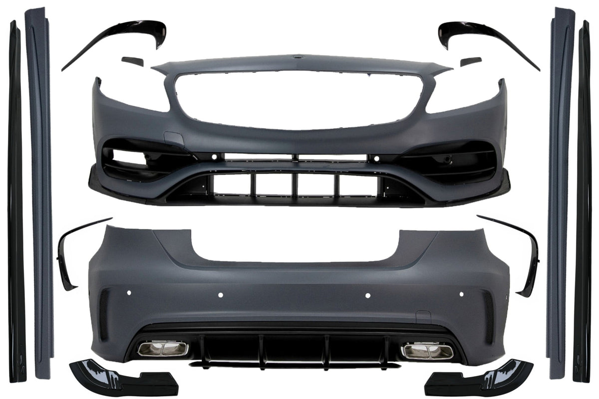 BodyKit für MERCEDES A W176 12-18 MOPF A45 Look Stoßstange Luftverteiler Endrohe Carpartstuning Austria