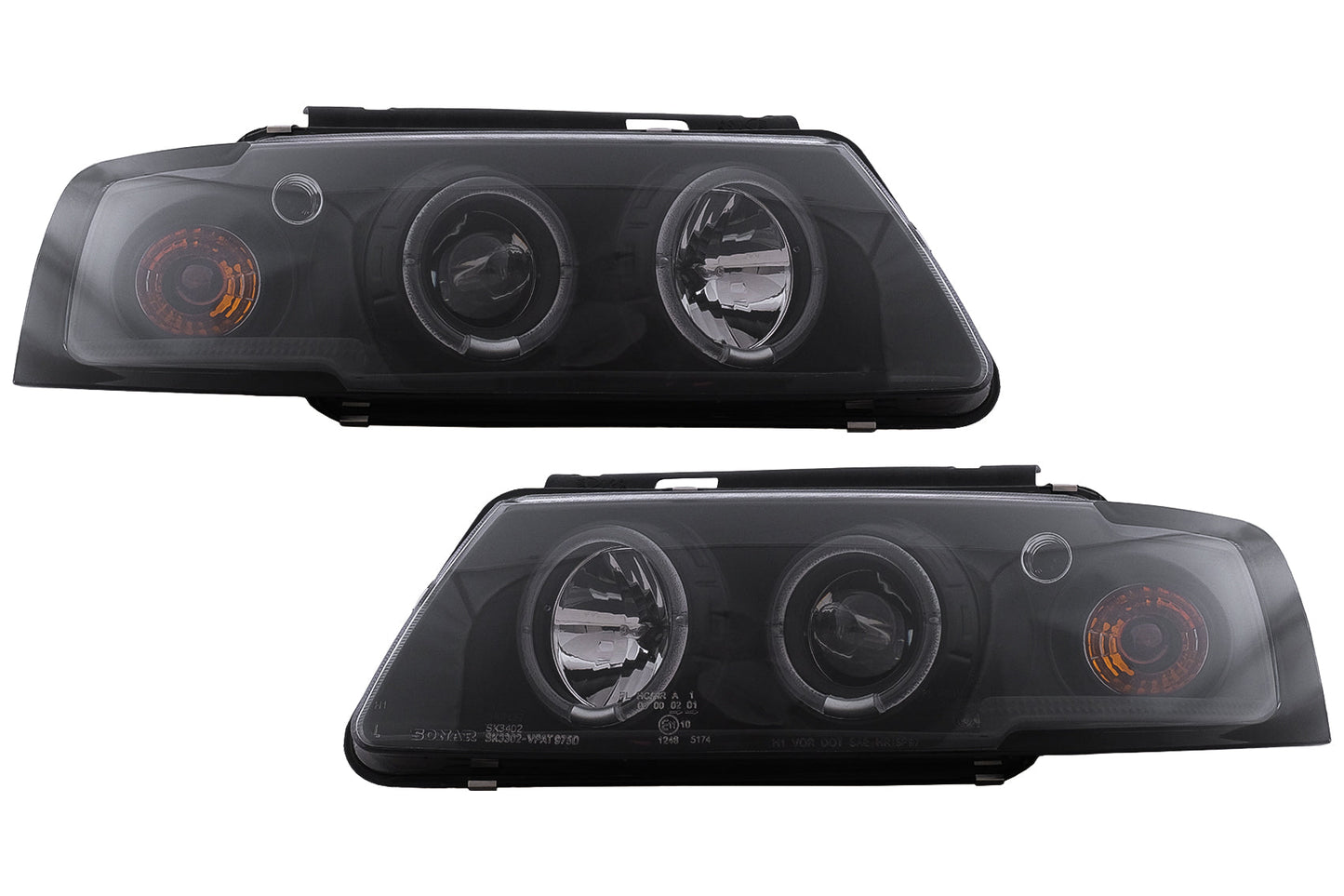 Angel Eyes Scheinwerfer für VW Passat B5 3B 11.1996–08.2000 Schwarz Halogenlampen Carpartstuning Austria