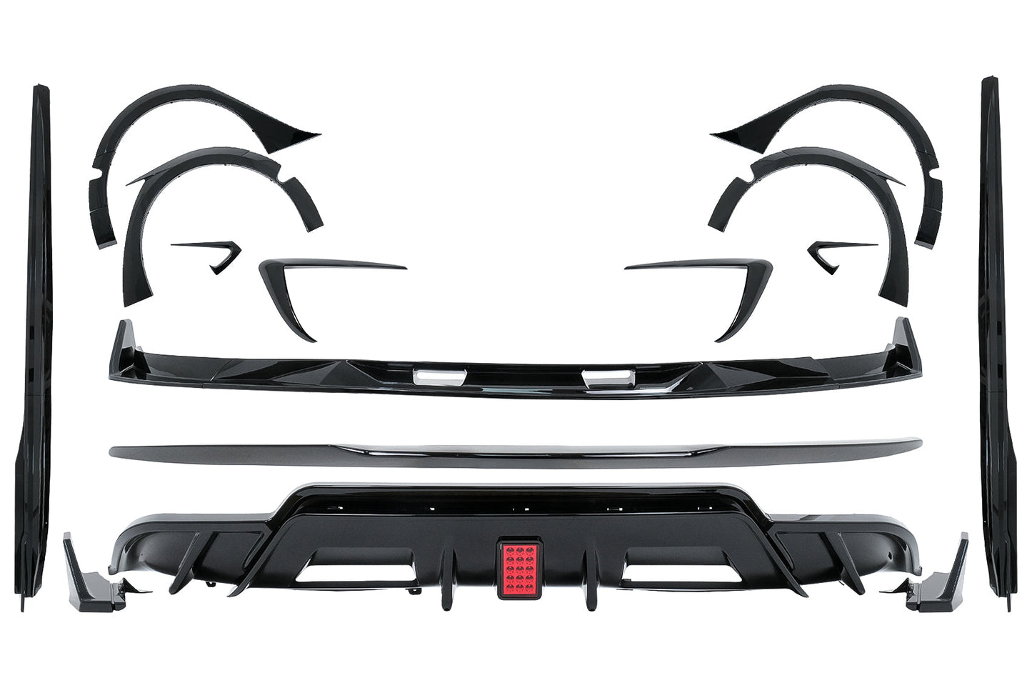 Aero Bodykit für Tesla Model 3 17-22 Stoßstangenlippe Luftverteiler Radkästen Schwarz Carpartstuning Austria